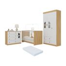 Quarto De Bebê Completo Com Berço 3 Em 1 Colchão Incluso Amora Multimóveis MP4573 Madeirado-branco