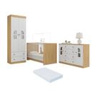 Quarto De Bebê Completo Com Berço 3 Em 1 Colchão Incluso Amora Multimóveis MP4577 Madeirado-branco