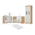 Quarto De Bebê Completo Com Berço 3 Em 1 Colchão Incluso Aurora Multimóveis MP4580 Madeirado-branco