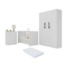 Quarto De Bebê Completo Com Berço 3 Em 1 Com Colchão Incluso Amora Multimóveis MP4569 Branco