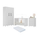 Quarto de Bebê Completo com Berço 3 em 1 com Colchão Incluso Aurora Multimóveis MP4572