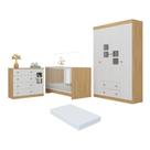 Quarto De Bebê Completo Com Berço 3 Em 1 Com Colchão Incluso Brisa Multimóveis MP4533 Madeirado-branco Quarto De Bebê Completo Com Berço 3 Em 1 Com Colchão Incluso Brisa Multimóveis MP4533 Madeirado-branco