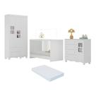 Quarto De Bebê Completo Com Berço 3 Em 1 Com Colchão Incluso Luna Multimóveis MP4544 Branco Quarto De Bebê Completo Com Berço 3 Em 1 Com Colchão Incluso Luna Multimóveis MP4544 Branco