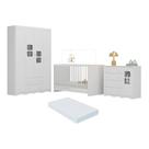 Quarto De Bebê Completo Com Berço 3 Em 1 Com Colchão Incluso Serena Multimóveis MP4535 Branco