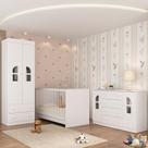 Quarto de Bebê Completo com Berço 3 em 1 para Colchão 130x60cm Amora Multimóveis MP4561
