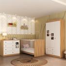 Quarto de Bebê Completo com Berço 3 em 1 para Colchão 130x60cm Brisa Multimóveis MP4525