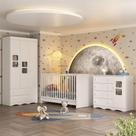 Quarto de Bebê Completo com Berço 3 em 1 para Colchão 130x60cm Serena Multimóveis MP4527