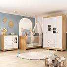 Quarto De Bebê Completo Com Berço 3 Em 1 Para Colchão 130x60cm Sol Multimóveis MP4518 Madeirado-branco Quarto De Bebê Completo Com Berço 3 Em 1 Para Colchão 130x60cm Sol Multimóveis MP4518 Madeirado-branco