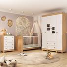 Quarto de Bebê Completo com Berço 3 em 1 para Colchão 130x60cm Sol Multimóveis MP4522