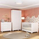 Quarto De Bebê Completo Com Berço Americano 3 Em 1 Allegra Multimóveis MP4590 Branco