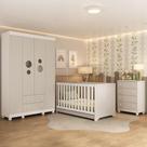 Quarto De Bebê Completo Com Berço Americano 3 Em 1 Bombom Multimóveis MP4618 Branco-off White