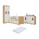 Quarto de Bebê Completo com Berço Americano 3 em 1 Colchão Incluso Fofura Multimóveis MP4673