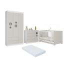 Quarto de Bebê Completo com Berço Americano 3 em 1 Colchão Incluso Pirulito Multimóveis MP4637