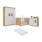 Quarto De Bebê Completo Com Berço Americano 3 Em 1 Colchão Teddy Multimóveis MP4660 Madeirado-branco Quarto De Bebê Completo Com Berço Americano 3 Em 1 Colchão Teddy Multimóveis MP4660 Madeirado-branco