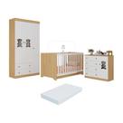 Quarto De Bebê Completo Com Berço Americano 3 Em 1 Colchão Teddy Multimóveis MP4668 Madeirado-branco Quarto De Bebê Completo Com Berço Americano 3 Em 1 Colchão Teddy Multimóveis MP4668 Madeirado-branco