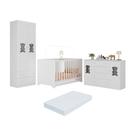 Quarto De Bebê Completo Com Berço Americano 3 Em 1 Colchão Teddy Multimóveis MP4672 Branco Quarto De Bebê Completo Com Berço Americano 3 Em 1 Colchão Teddy Multimóveis MP4672 Branco