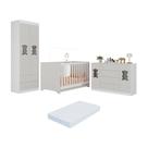 Quarto De Bebê Completo Com Berço Americano 3 Em 1 Colchão Teddy Multimóveis MP4672 Branco-off White Quarto De Bebê Completo Com Berço Americano 3 Em 1 Colchão Teddy Multimóveis MP4672 Branco-off White