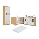 Quarto De Bebê Completo Com Berço Americano 3 Em 1 Colchão Teddy Multimóveis MP4672 Madeirado-branco Quarto De Bebê Completo Com Berço Americano 3 Em 1 Colchão Teddy Multimóveis MP4672 Madeirado-branco