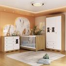 Quarto De Bebê Completo Com Berço Americano 3 Em 1 Doçura Multimóveis MP4654 Madeirado-branco