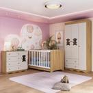 Quarto De Bebê Completo Com Berço Americano 3 Em 1 Doçura Multimóveis MP4654 Madeirado-off White