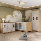 Quarto De Bebê Completo Com Berço Americano 3 Em 1 Doçura Multimóveis MP4658 Madeirado-off White