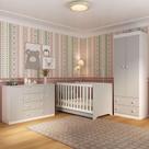 Quarto De Bebê Completo Com Berço Americano 3 Em 1 Encanto Multimóveis MP4593 Branco-off White
