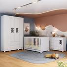 Quarto De Bebê Completo Com Berço Americano 3 Em 1 Fofura Multimóveis MP4645 Branco