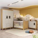 Quarto De Bebê Completo Com Berço Americano 3 Em 1 Fofura Multimóveis MP4645 Madeirado-off White