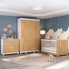 Quarto de Bebê Completo com Berço Americano 3 em 1 para Colchão 130x70cm Allegra Multimóveis MP4582