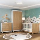 Quarto de Bebê Completo com Berço Americano 3 em 1 para Colchão 130x70cm Allegra Multimóveis MP4590