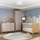 Quarto de Bebê Completo com Berço Americano 3 em 1 para Colchão 130x70cm Allegra Multimóveis MP4594