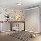 Quarto de Bebê Completo com Berço Americano 3 em 1 para Colchão 130x70cm Encanto Multimóveis MP4581