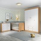 Quarto de Bebê Completo com Berço Americano 3 em 1 para Colchão 130x70cm Encanto Multimóveis MP4581