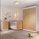 Quarto de Bebê Completo com Berço Americano 3 em 1 para Colchão 130x70cm Encanto Multimóveis MP4585