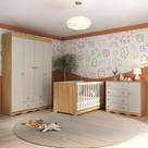 Quarto de Bebê Completo com Berço Americano 3 em 1 para Colchão 130x70cm Realeza Multimóveis MP4583