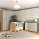Quarto De Bebê Completo Com Berço Americano 3 Em 1 Realeza Multimóveis MP4595 Madeirado-off White
