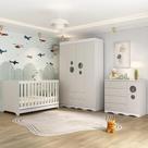 Quarto De Bebê Completo Com Berço Americano 3 Em 1 Sonho Multimóveis MP4615 Branco-off White