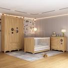 Quarto De Bebê Completo Com Berço Americano 3 Em 1 Suspiro Multimóveis MP4616 Madeirado