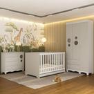 Quarto De Bebê Completo Com Berço Americano 3 Em 1 Suspiro Multimóveis MP4624 Branco-off White
