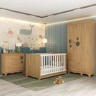 Quarto De Bebê Completo Com Berço Americano 3 Em 1 Suspiro Multimóveis MP4624 Madeirado