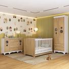 Quarto De Bebê Completo Com Berço Americano 3 Em 1 Suspiro Multimóveis MP4628 Branco-madeirado