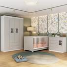 Quarto De Bebê Completo Com Berço Americano 3 Em 1 Teddy Multimóveis MP4644 Branco-off White