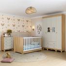 Quarto De Bebê Completo Com Berço Americano 3 Em 1 Ternura Multimóveis MP4651 Madeirado-off White