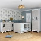 Quarto De Bebê Completo Com Berço Americano 3 Em 1 Ternura Multimóveis MP4659 Branco/off White