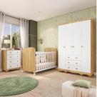 Quarto de Bebê Completo com Berço Americano Guarda-Roupa e Cômoda Mimo 100% MDF Espresso Móveis