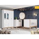 Quarto de Bebê Completo com Berço, Cômoda e Guarda-roupa Confete Henn - Branco/ Jequitibá HP