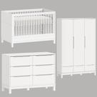 Quarto de bebê completo com Berço, Cômoda e Guarda Roupa Cozy Branco