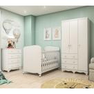 Quarto de Bebê Completo com Berço Guarda Roupa 3 Portas e Cômoda 100% MDF Mimo