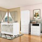 Quarto de Bebê Completo com Berço Minicama Ben e Guarda Roupa Cômoda Smim New MDF Móveis Peroba