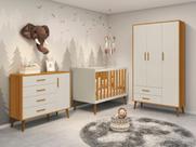 Quarto de Bebê Completo com Guarda Roupa 3 Portas 2 Gavetas, Cômoda 4 Gavetas e Berço Isis